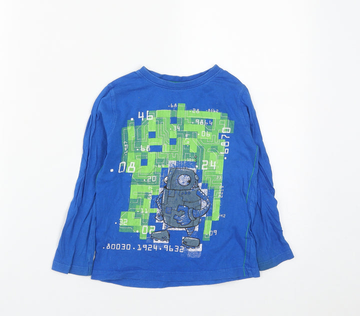 F&F Boys Blue  Cotton Basic Casual Size 4-5 Years Round Neck  - Robot Print