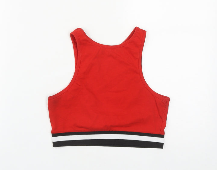 New Look Womens Red  Cotton Cropped Tank Size 8 Round Neck