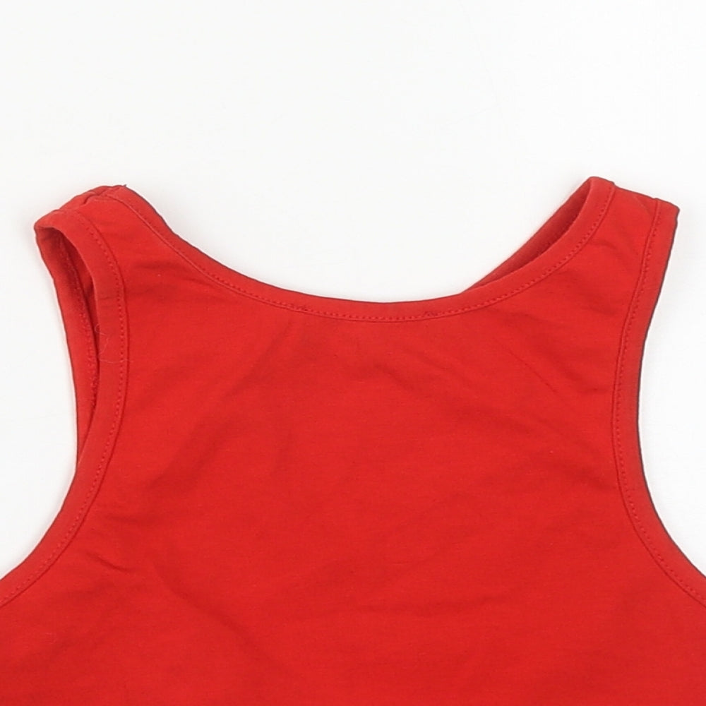 New Look Womens Red  Cotton Cropped Tank Size 8 Round Neck