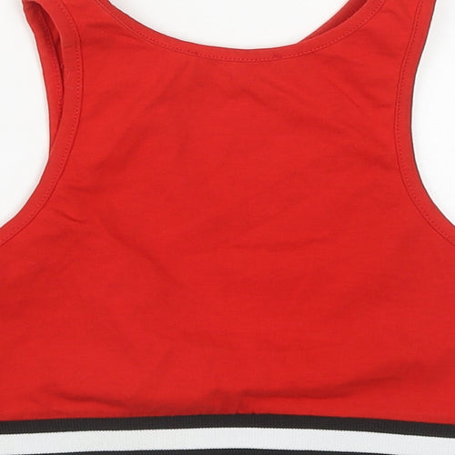 New Look Womens Red  Cotton Cropped Tank Size 8 Round Neck