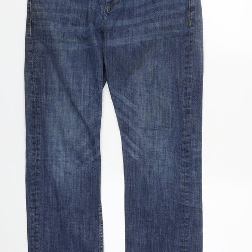 Peacocks Mens Blue  Cotton Straight Jeans Size 32 in L31 in Regular Zip