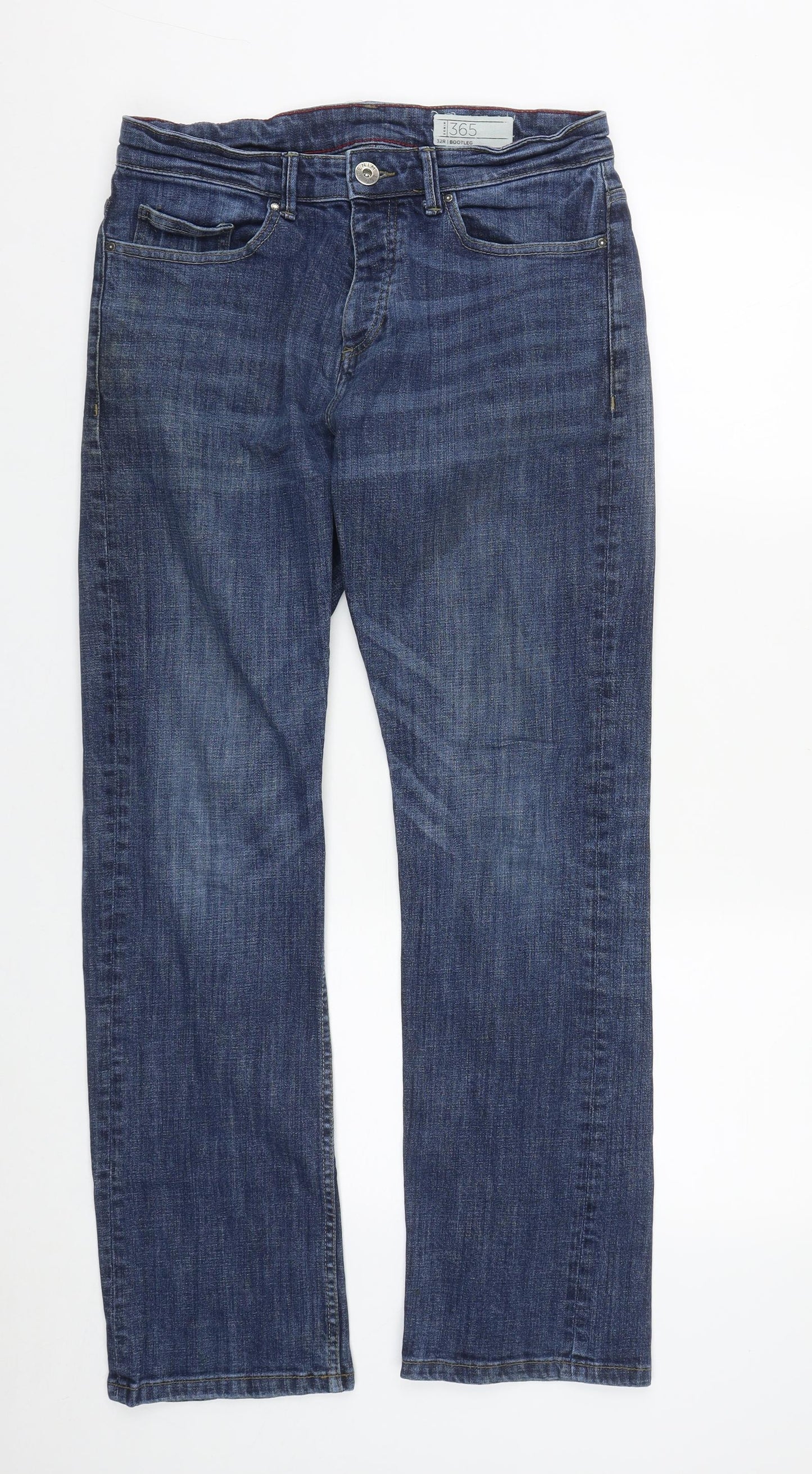 Peacocks Mens Blue  Cotton Straight Jeans Size 32 in L31 in Regular Zip