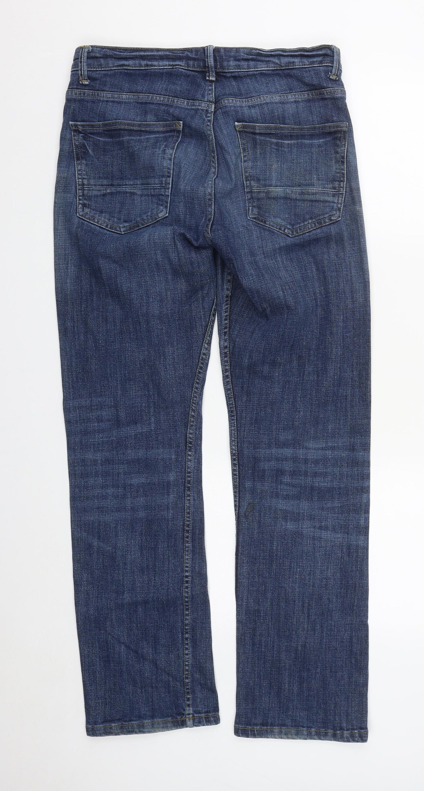 Peacocks Mens Blue  Cotton Straight Jeans Size 32 in L31 in Regular Zip