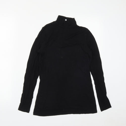 Warehouse Womens Black  Viscose Basic T-Shirt Size 10 High Neck