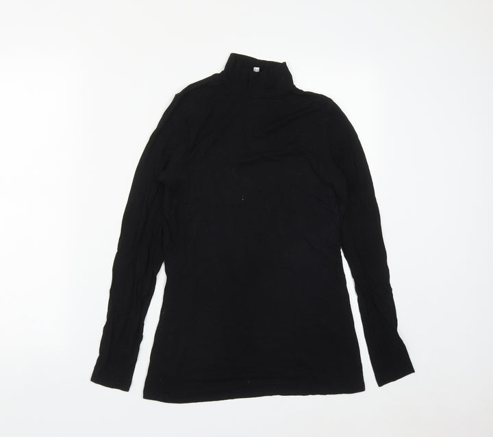 Warehouse Womens Black  Viscose Basic T-Shirt Size 10 High Neck