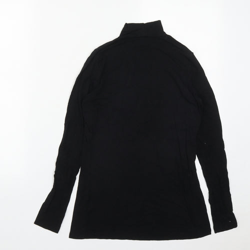Warehouse Womens Black  Viscose Basic T-Shirt Size 10 High Neck