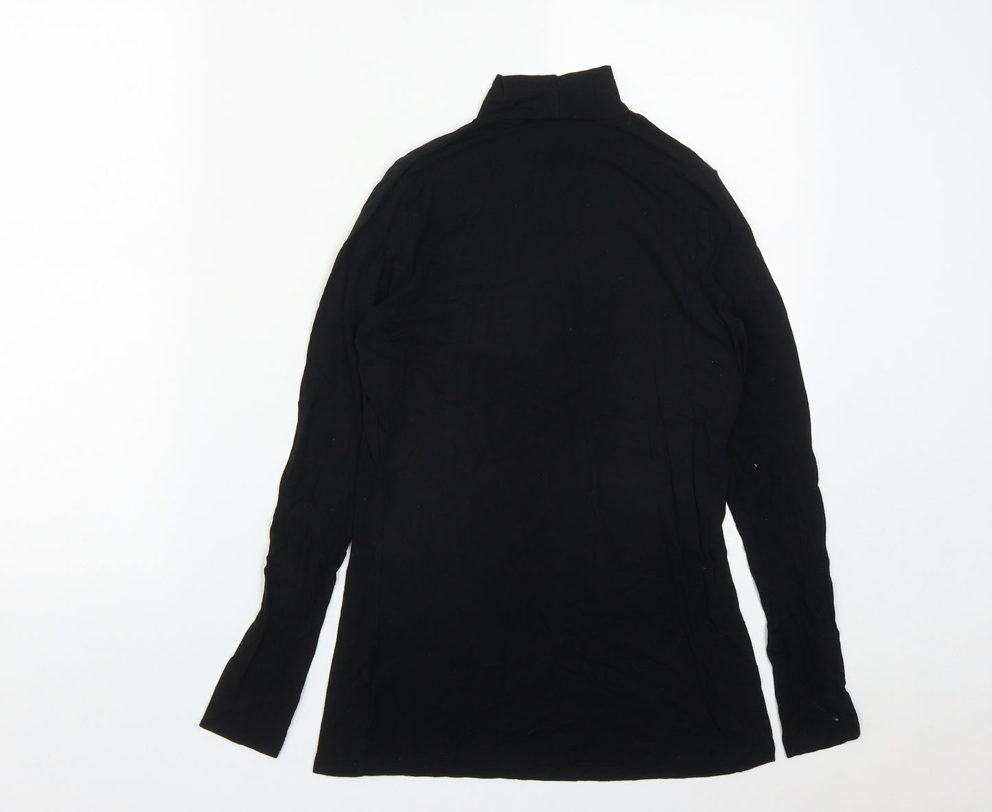 Warehouse Womens Black  Viscose Basic T-Shirt Size 10 High Neck