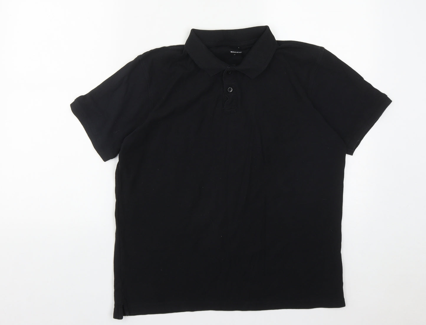 Dunnes Stores Mens Black  Cotton  Polo Size M Collared Button