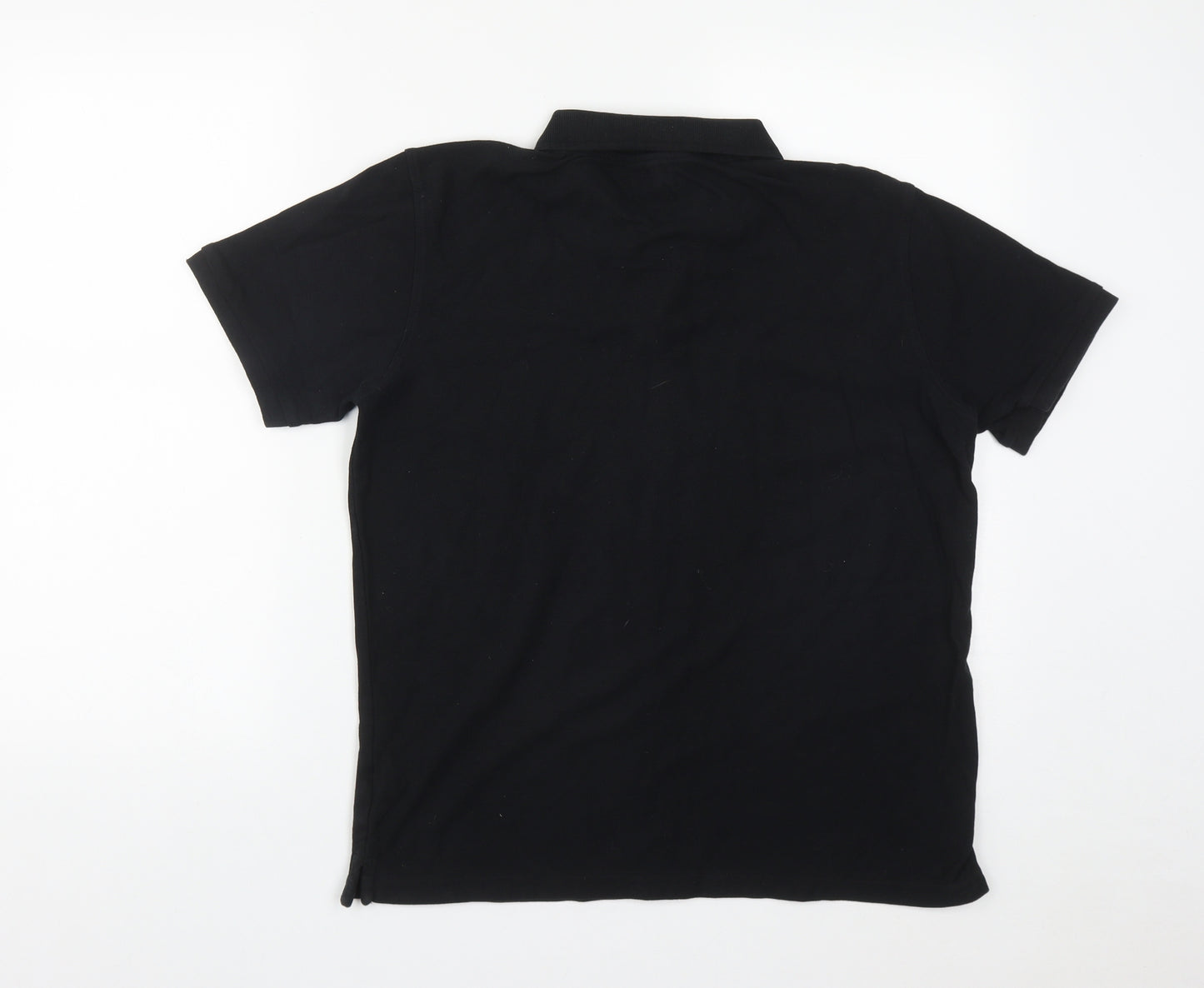 Dunnes Stores Mens Black  Cotton  Polo Size M Collared Button