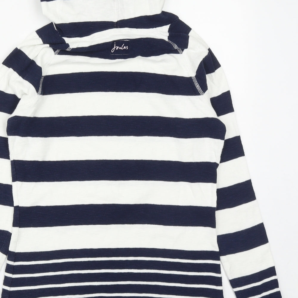 Joules Womens Blue Striped Cotton Pullover Hoodie Size 10  Drawstring