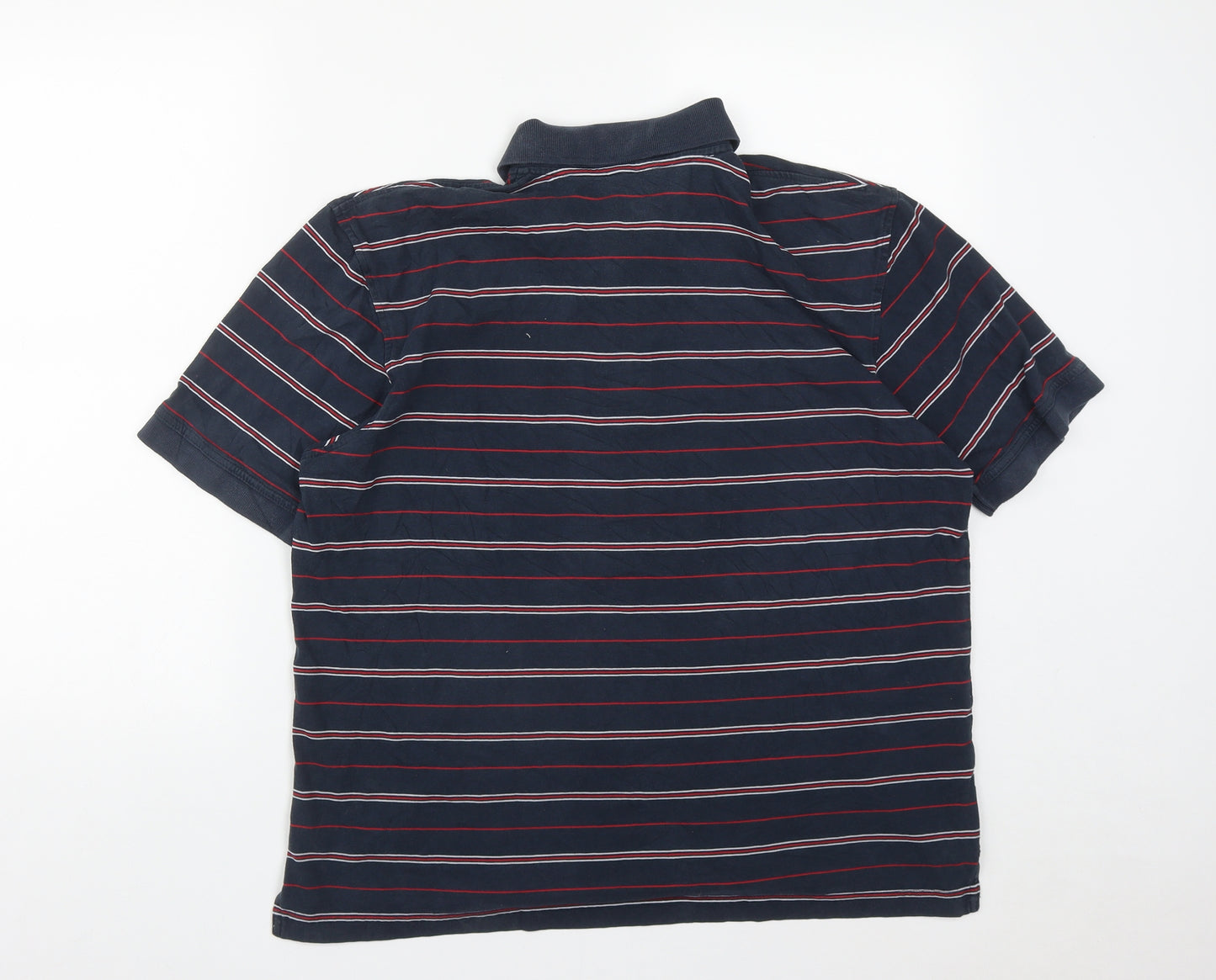Dunnes Stores Mens Blue Striped Cotton  Polo Size L Collared Button