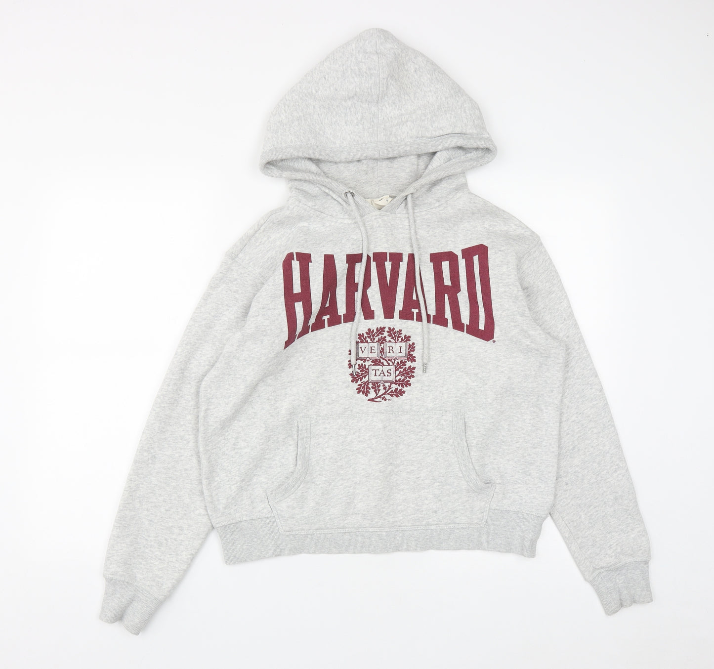 H&M Womens Grey  Polyester Pullover Hoodie Size S  Drawstring - Harvard