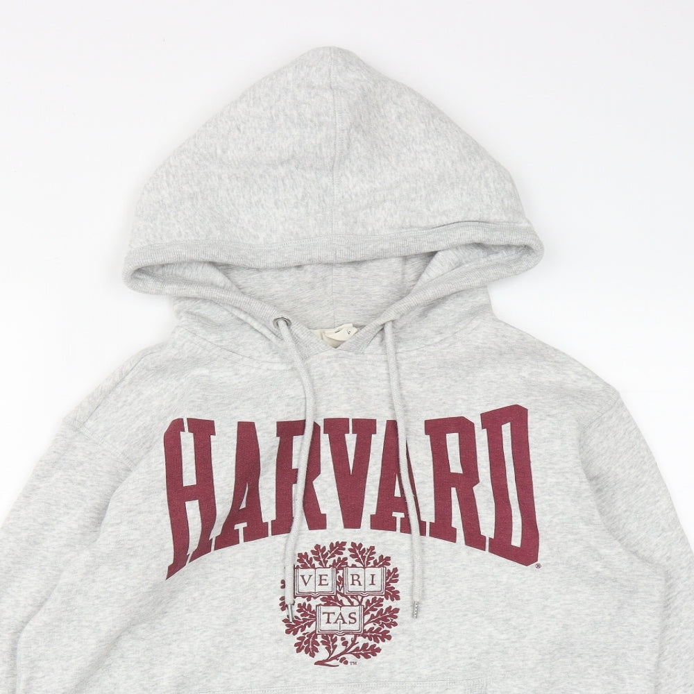 H&M Womens Grey  Polyester Pullover Hoodie Size S  Drawstring - Harvard