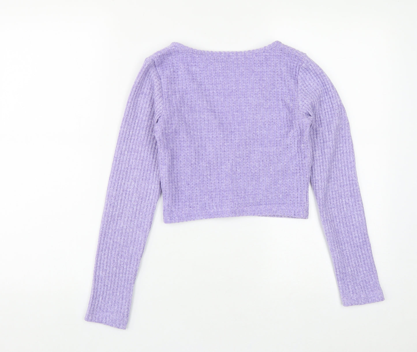 Bershka Womens Purple V-Neck  Polyester Cardigan Jumper Size S