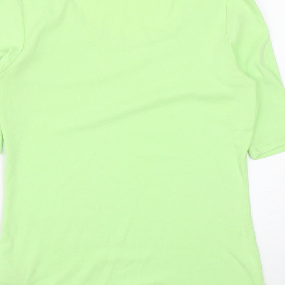 Marks and Spencer Womens Green  Cotton Basic T-Shirt Size 14 Round Neck