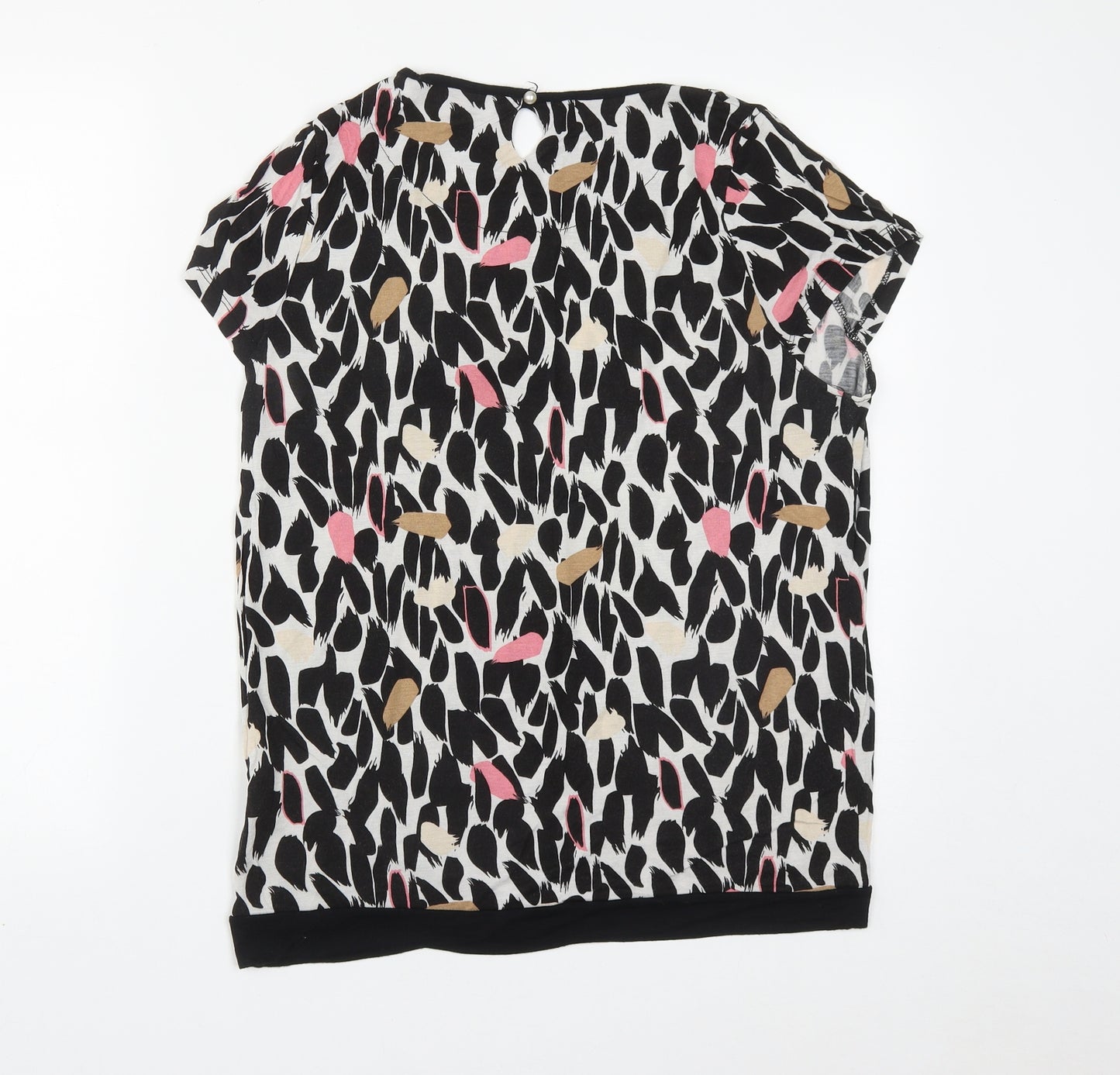 NEXT Womens Multicoloured Geometric Viscose Basic T-Shirt Size 14 Round Neck