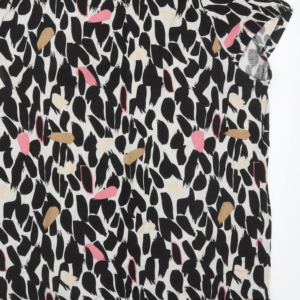 NEXT Womens Multicoloured Geometric Viscose Basic T-Shirt Size 14 Round Neck