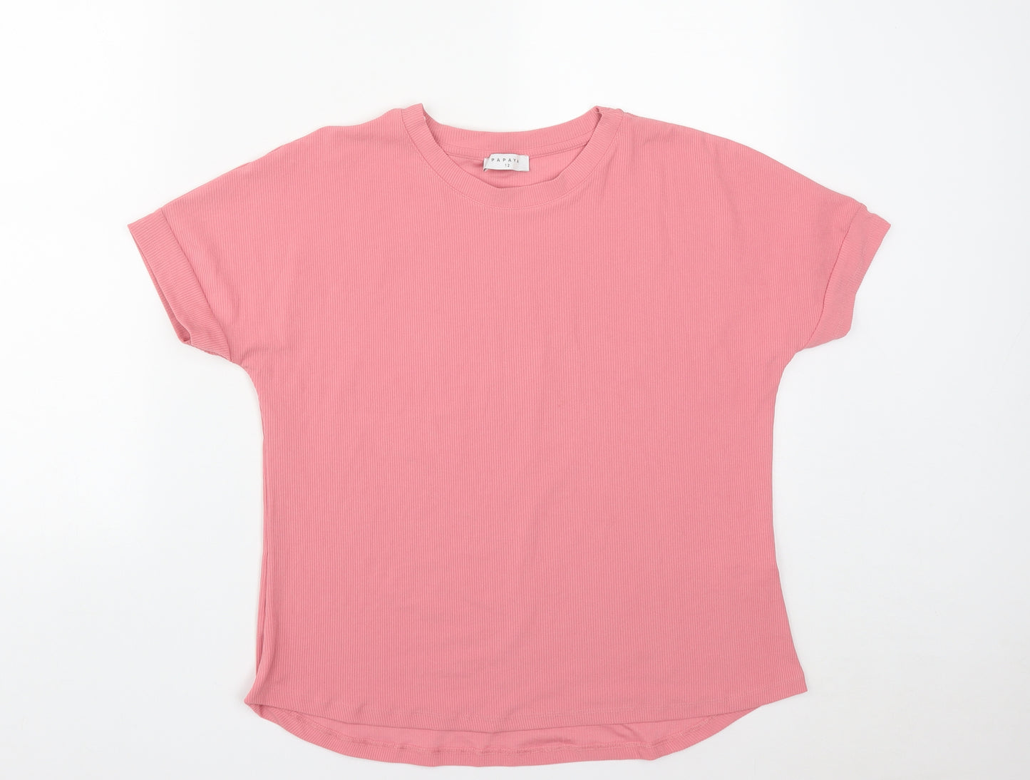 Matalan Womens Pink  Polyester Basic T-Shirt Size 12 Round Neck