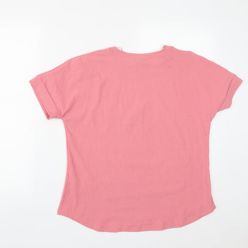 Matalan Womens Pink  Polyester Basic T-Shirt Size 12 Round Neck