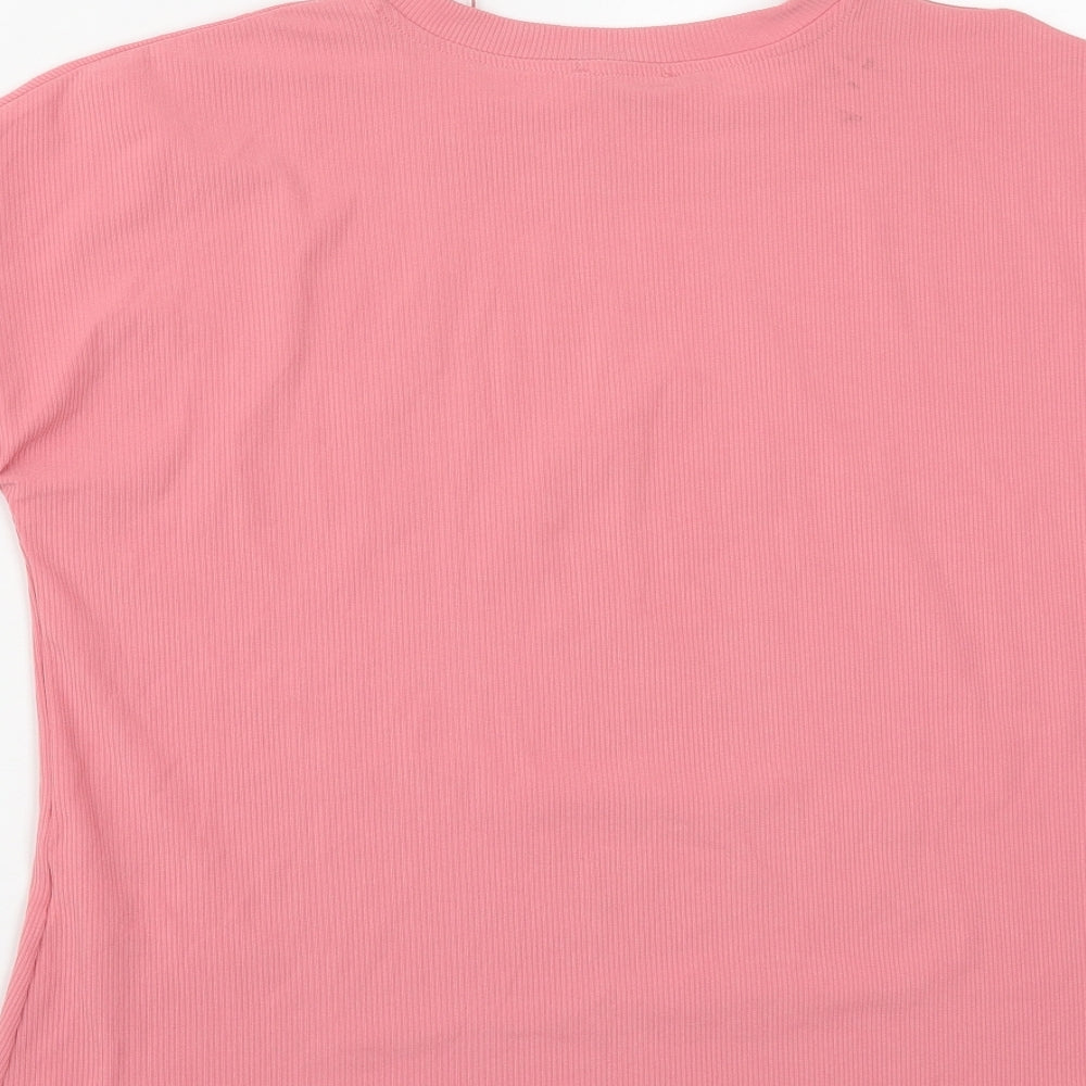 Matalan Womens Pink  Polyester Basic T-Shirt Size 12 Round Neck