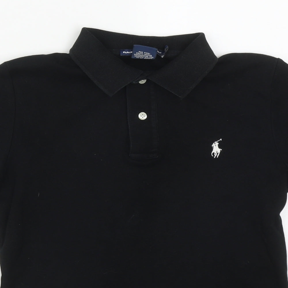 Ralph Lauren Sport Womens Black  Cotton Basic Polo Size M Collared