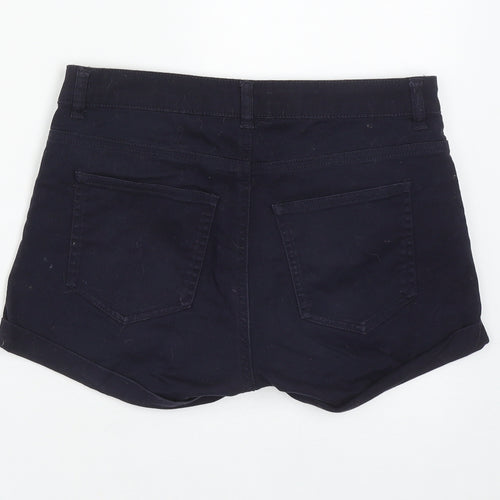 H&M Womens Blue  Cotton Hot Pants Shorts Size 8  Regular Zip