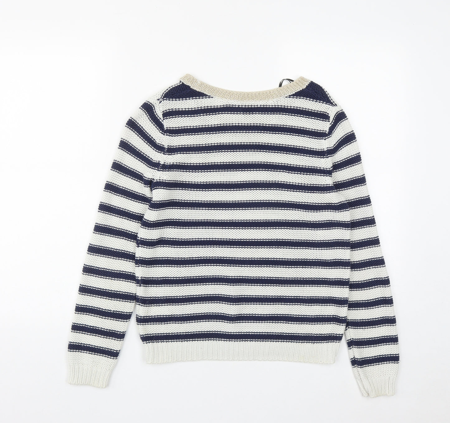 H&M Womens Multicoloured Round Neck Striped Acrylic Pullover Jumper Size XS