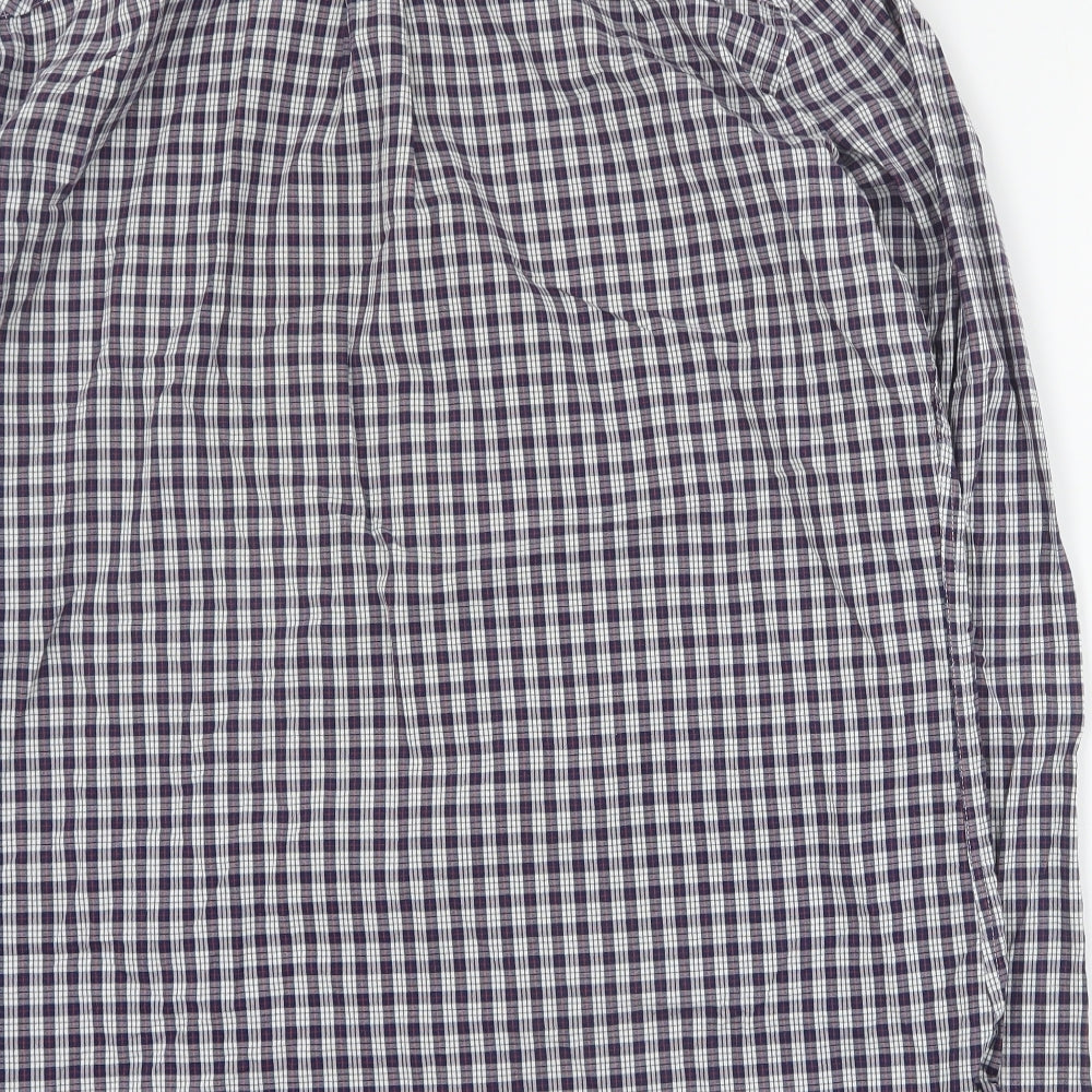 NEXT Mens Blue Plaid Cotton  Button-Up Size XL Collared Button