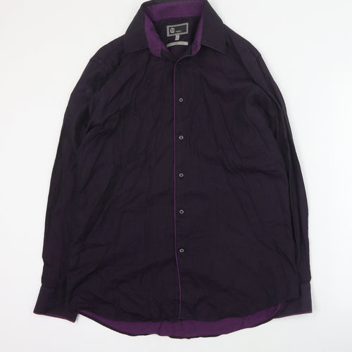 NEXT Mens Purple Geometric Cotton  Dress Shirt Size 16 Collared Button