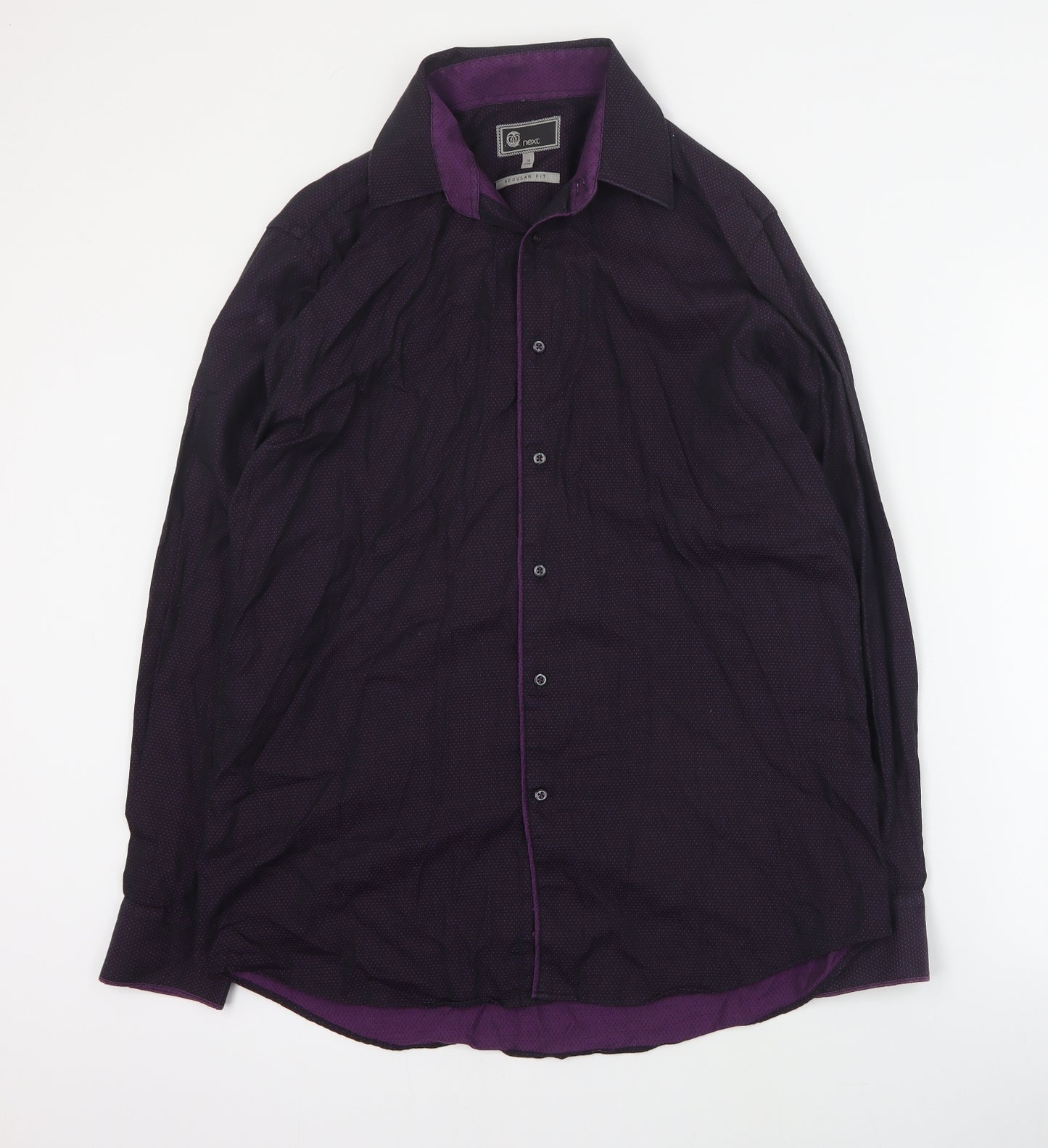 NEXT Mens Purple Geometric Cotton  Dress Shirt Size 16 Collared Button