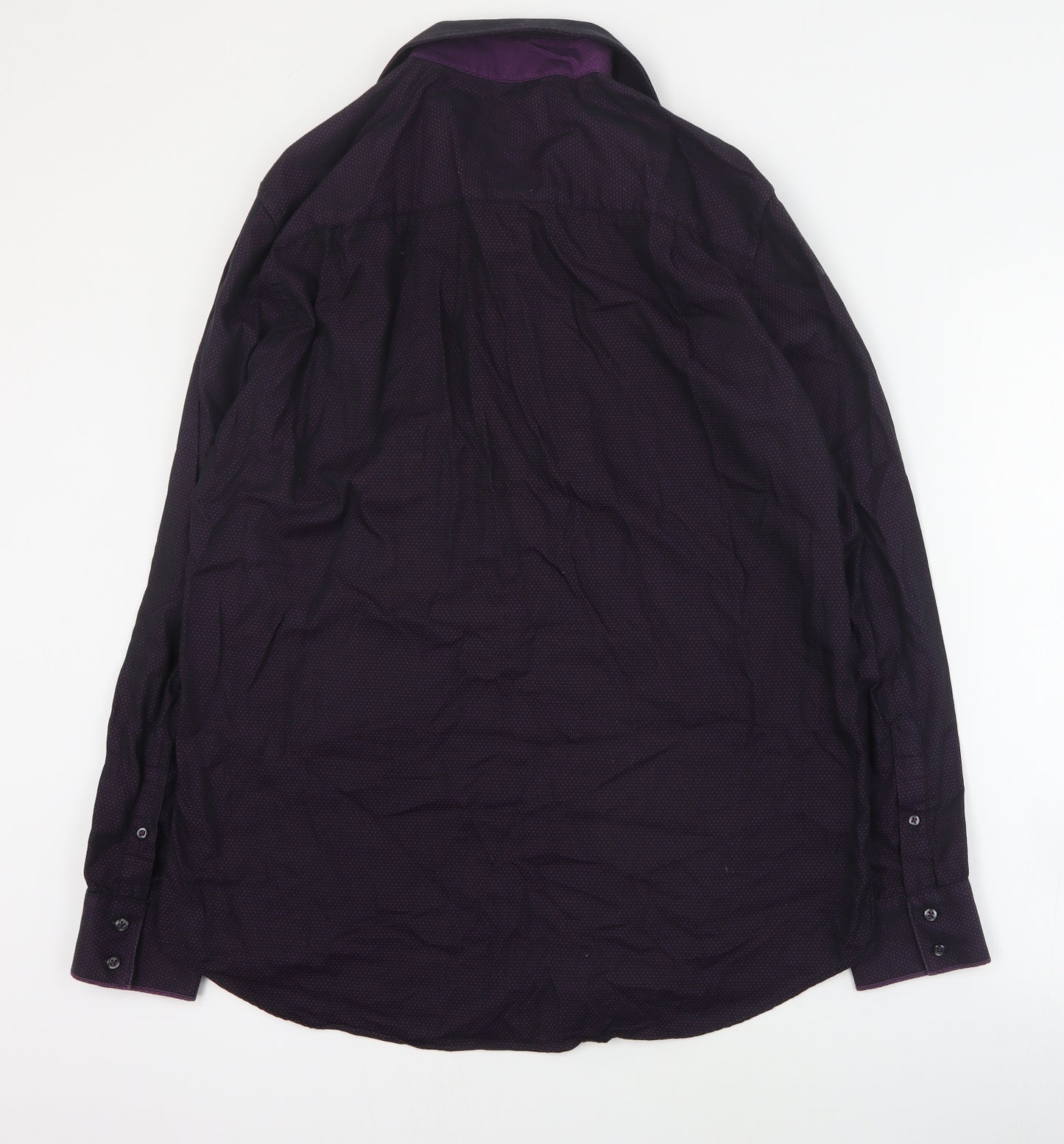NEXT Mens Purple Geometric Cotton  Dress Shirt Size 16 Collared Button