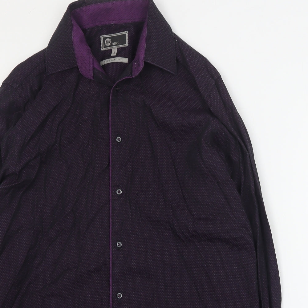 NEXT Mens Purple Geometric Cotton  Dress Shirt Size 16 Collared Button