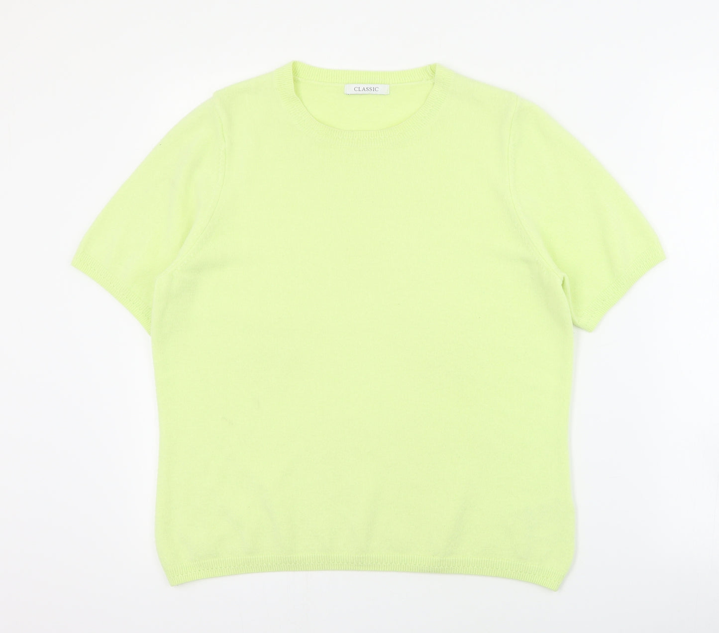 Classic Womens Green Round Neck  Acrylic Pullover Jumper Size 14