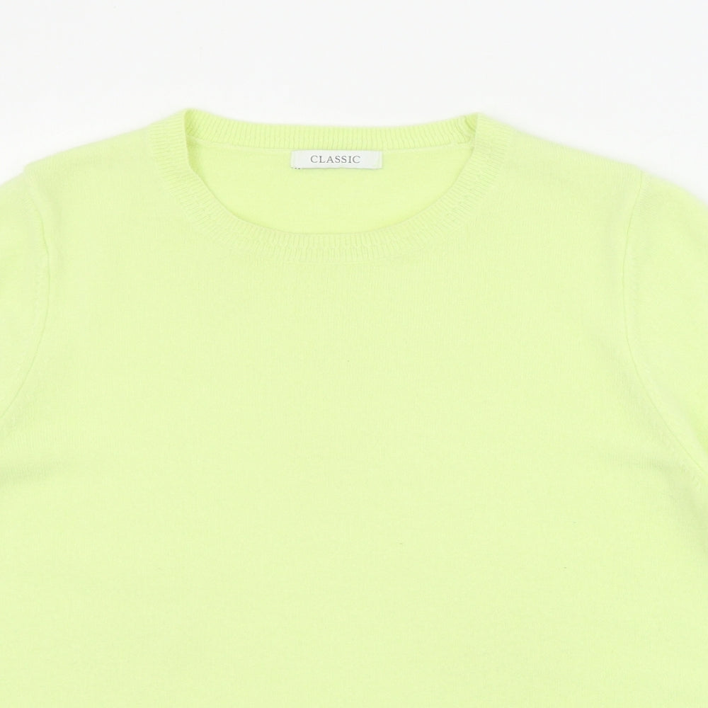 Classic Womens Green Round Neck  Acrylic Pullover Jumper Size 14