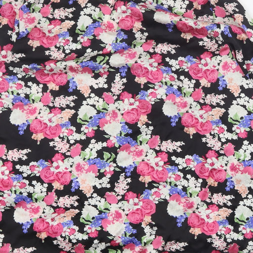 Mystify Womens Black Floral Polyester Basic Blouse Size 18 V-Neck