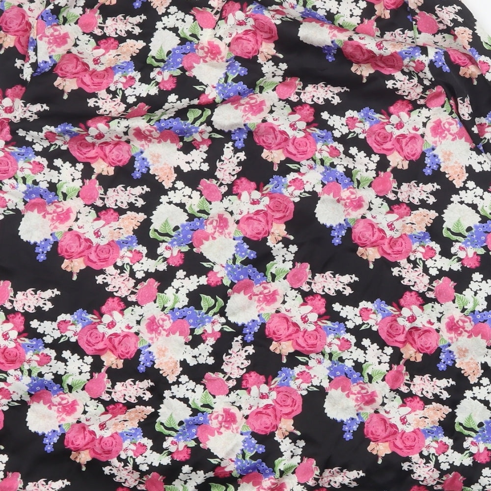 Mystify Womens Black Floral Polyester Basic Blouse Size 18 V-Neck