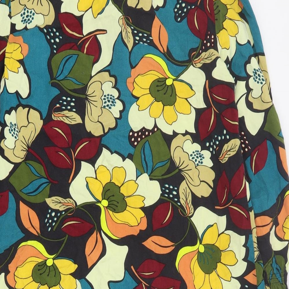 TU Womens Multicoloured Floral Viscose Shift  Size 14  V-Neck Button