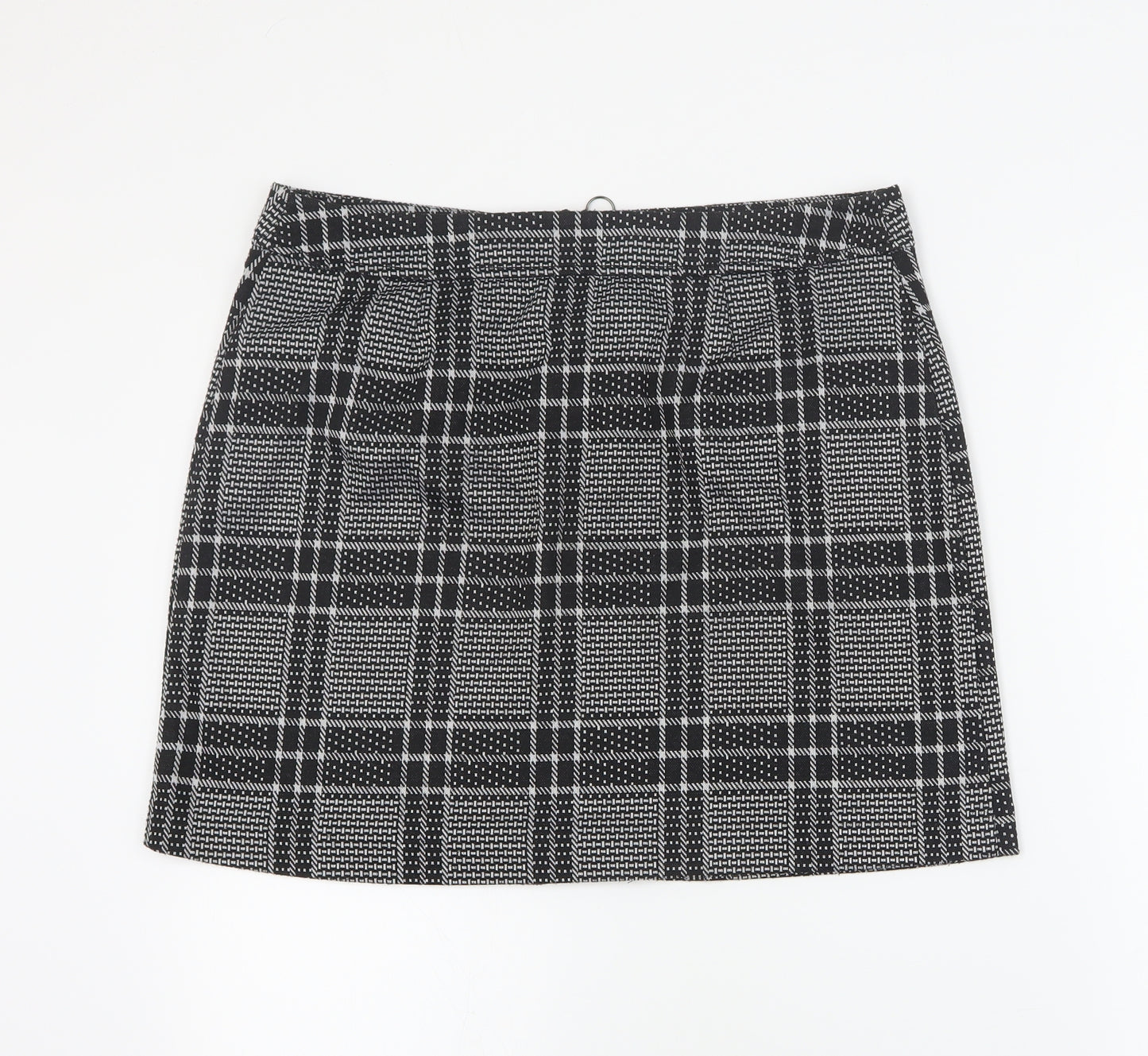 Peacocks Womens Black Plaid Polyester A-Line Skirt Size 14   Zip