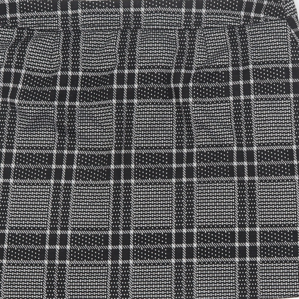 Peacocks Womens Black Plaid Polyester A-Line Skirt Size 14   Zip