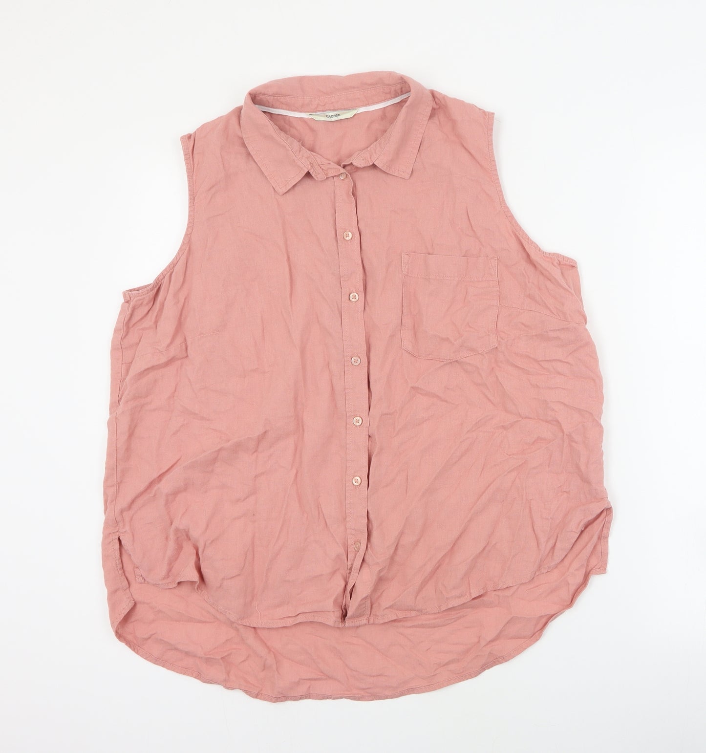 George Womens Pink  Linen Basic Button-Up Size 18 Collared