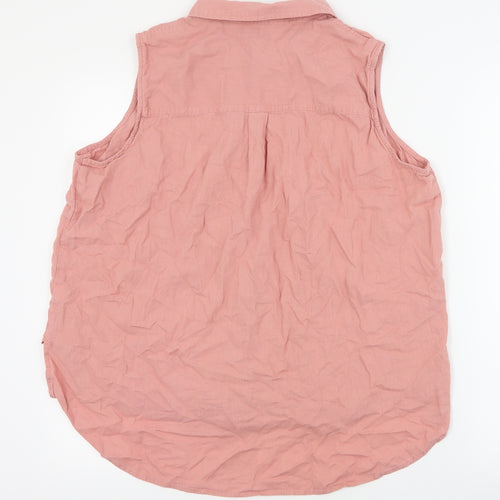 George Womens Pink  Linen Basic Button-Up Size 18 Collared