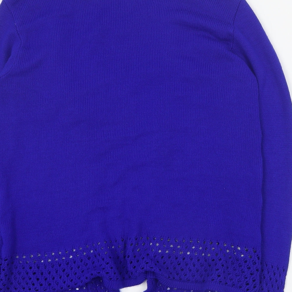 Lady Joe Womens Blue Round Neck Geometric Acrylic Pullover Jumper Size S