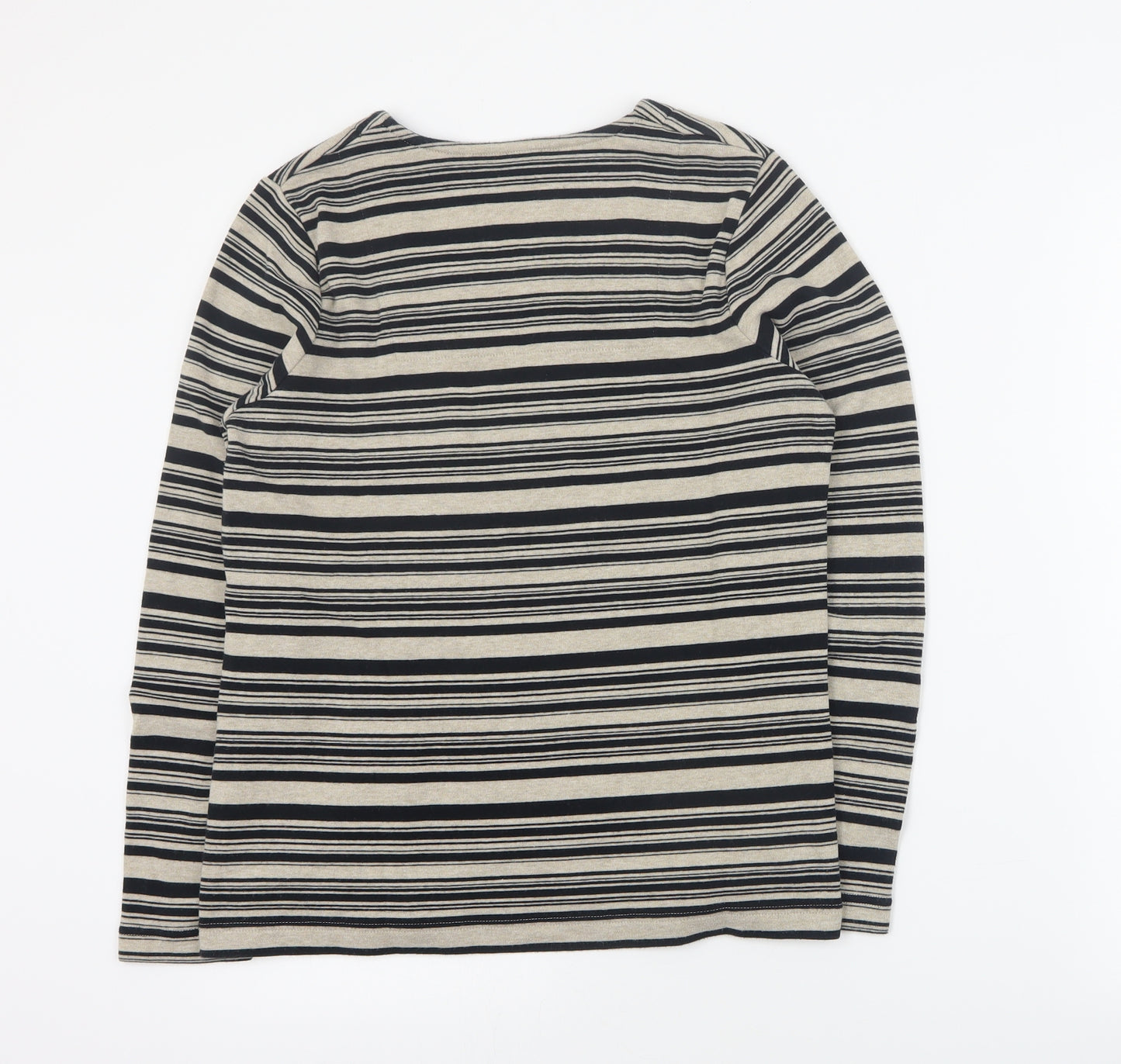 DASH Womens Brown Square Neck Striped Acrylic Pullover Jumper Size 12