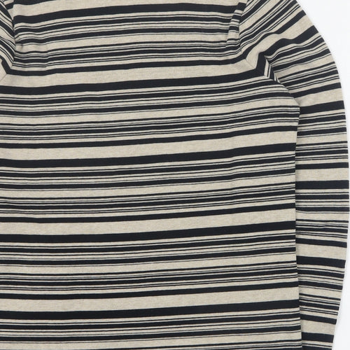 DASH Womens Brown Square Neck Striped Acrylic Pullover Jumper Size 12