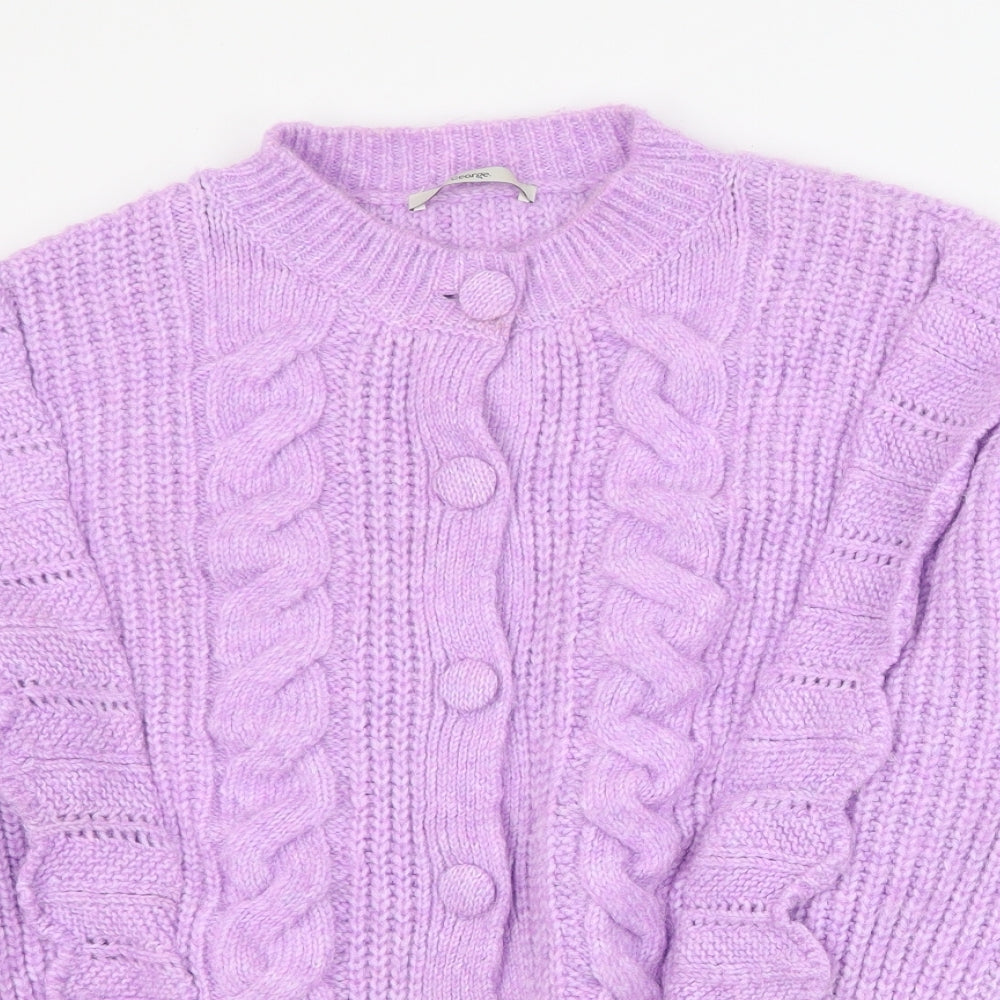 George Womens Purple Round Neck  Acrylic Cardigan Jumper Size XS