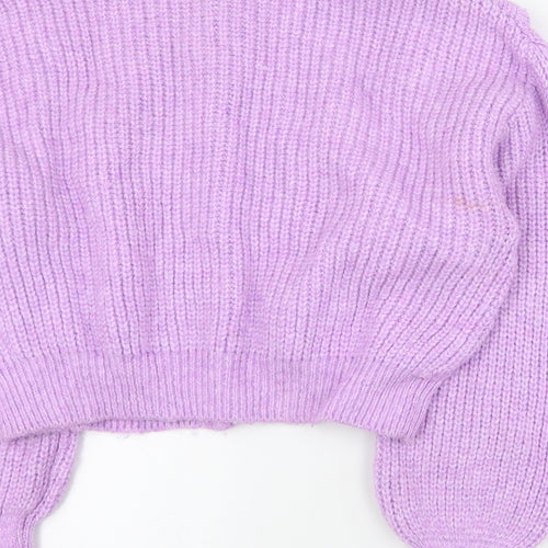 George Womens Purple Round Neck  Acrylic Cardigan Jumper Size XS