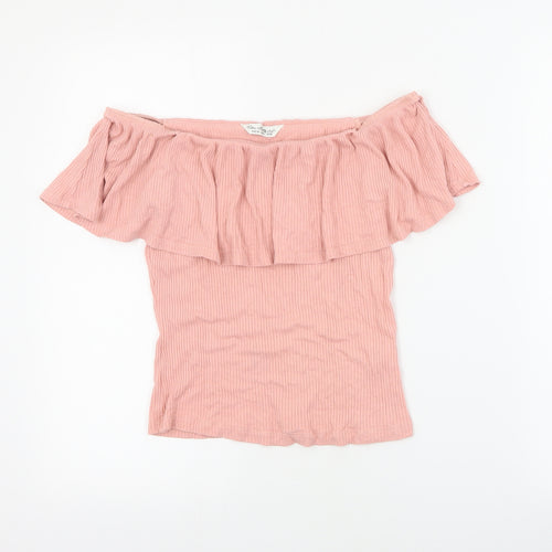 Miss Selfridge Womens Pink  Viscose Basic Blouse Size 10 Off the Shoulder