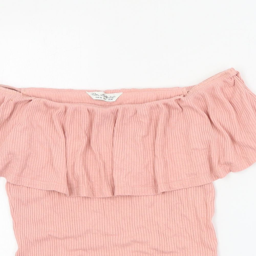 Miss Selfridge Womens Pink  Viscose Basic Blouse Size 10 Off the Shoulder