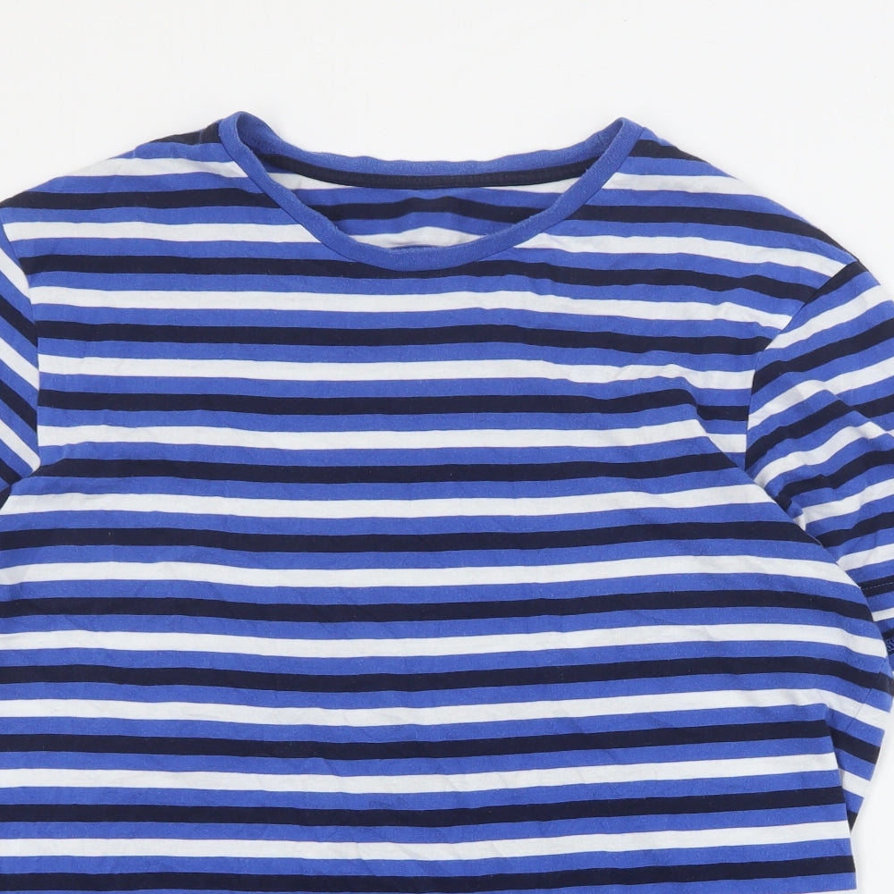 F&F Womens Black Striped Cotton Basic T-Shirt Size M Crew Neck