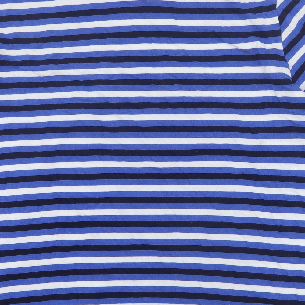 F&F Womens Black Striped Cotton Basic T-Shirt Size M Crew Neck